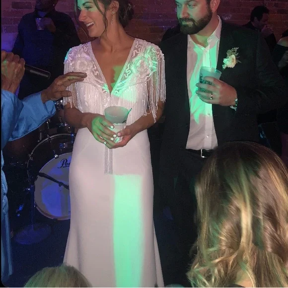 White Rose Sequin Glass Beaded/ Sequin FULL Wrap Chiffon Collar Shoulder Shawl - Picture 8 of 9